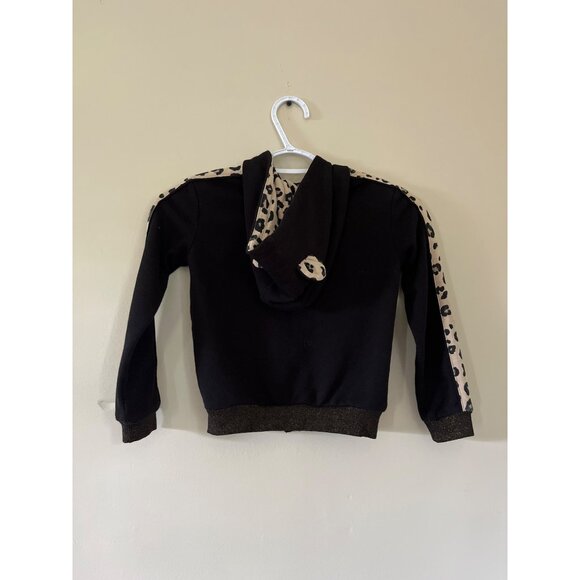 Member's Mark Girls Size 6 Black Animal Print Hooded Full Zip Jacket Sequin Cat - Picture 3 of 5